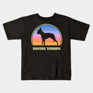 Boston Terrier Vintage Sunset Dog Kids T-Shirt